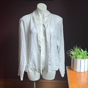 CP SHADES White Linen Embroidered Topper M